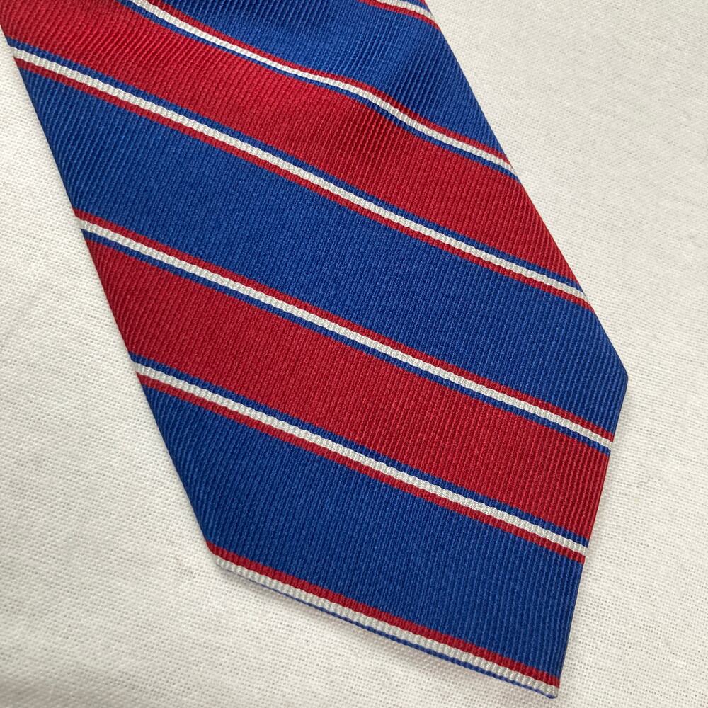 Brooks Brothers 346 Slim Blue & Red Silk Striped Repp Tie Preppy Ivy Gift Office - Picture 2 of 5
